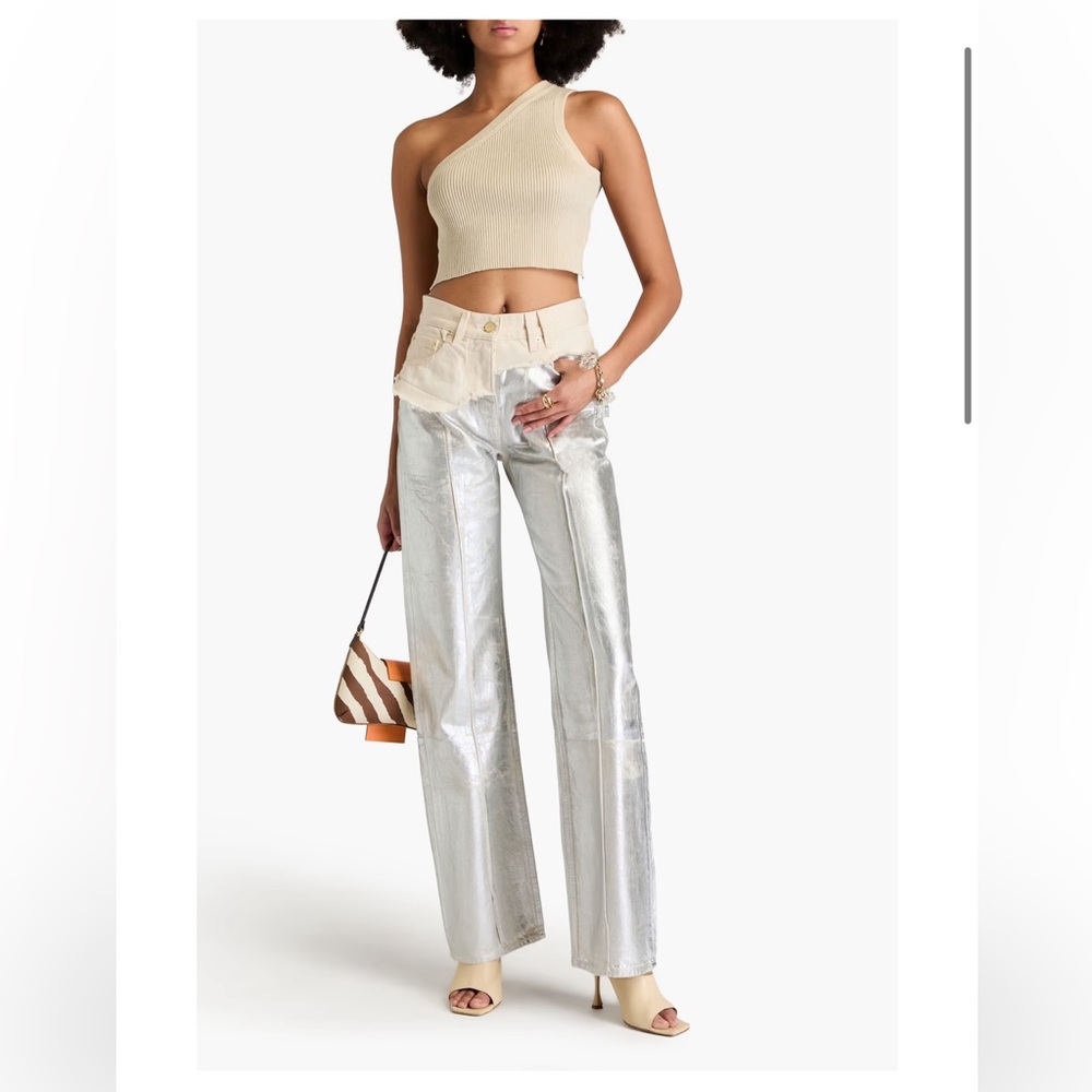 Jacquemus La Maille Ascu cropped linen-blend top